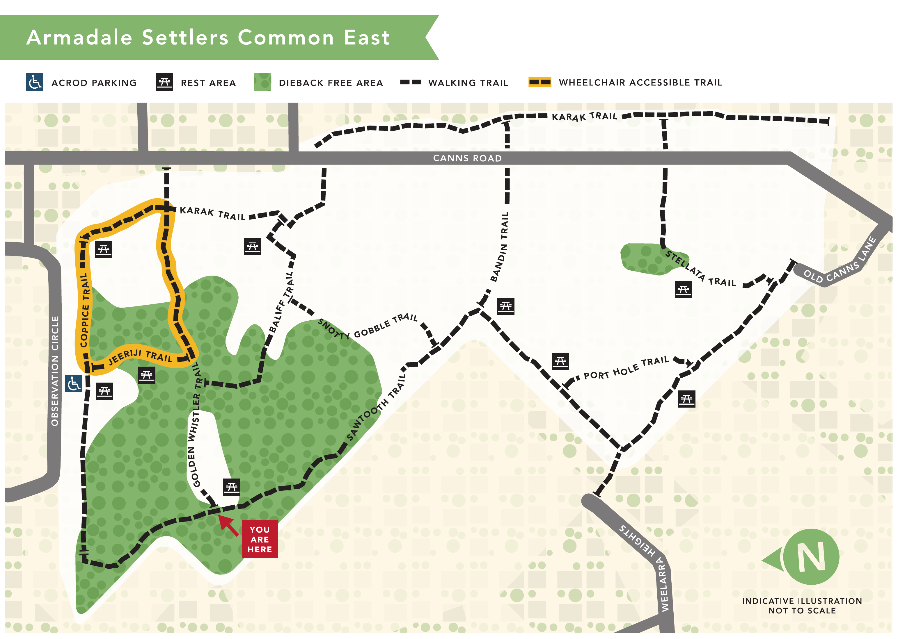 Settlers Common trail map
